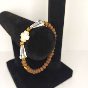Rose quartz and crystal bracelet